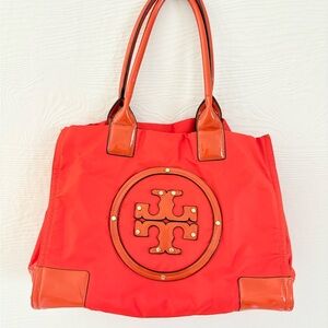 Tory Burch Orange Nylon Tote Bag